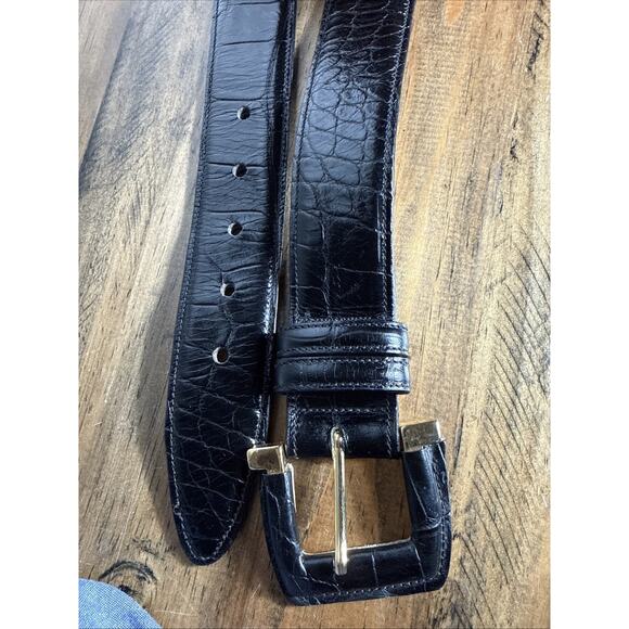 Joan & David Belt Black Leather Women\'s Small Alligator Embossed Gold Hardware main image 8